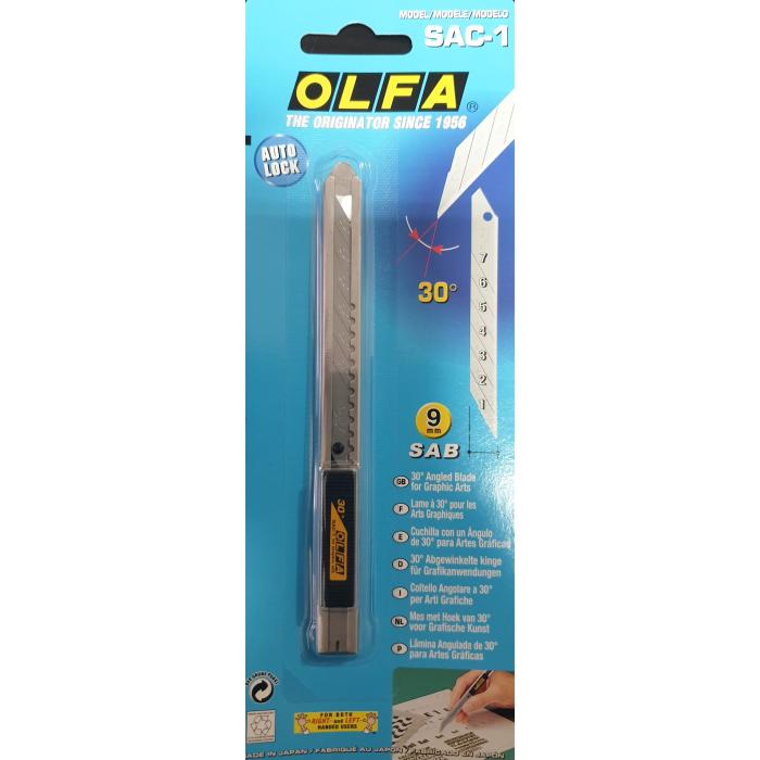Olfa SAC-1 Gümüş Metal Bıçak 30º Sivri Açılı t503